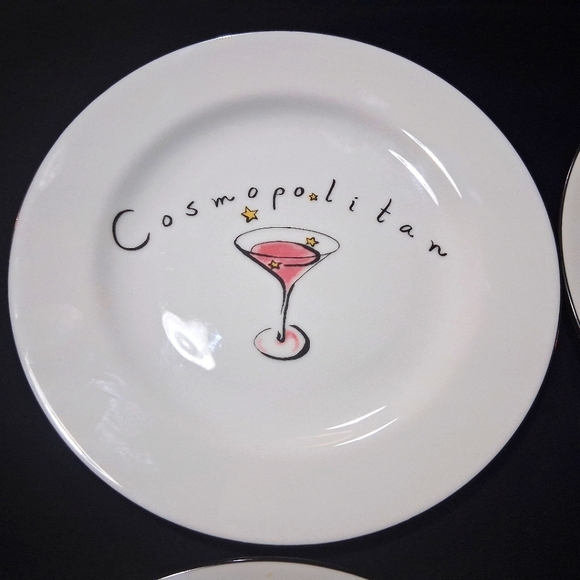 Pottery Barn Martini Plates Dishes Barware Set Of Four 7.5" Cocktail Snack - Picture 6 of 17